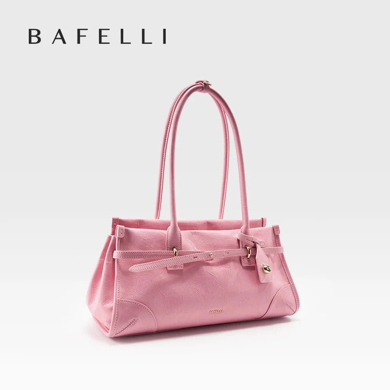BAFELLI Pink Saffiano Leather Crossbody Bag