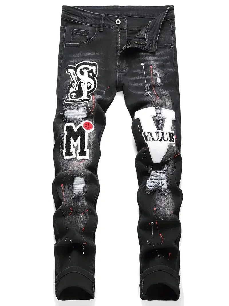 Men’s Y2K Ripped Skinny Jeans - ShopHub