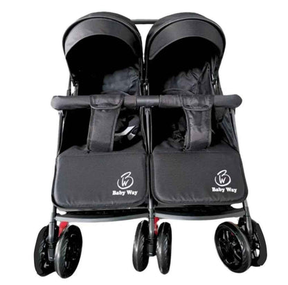 Black 2-Way Folding Compact Double / Twin Stroller + Rain Cover