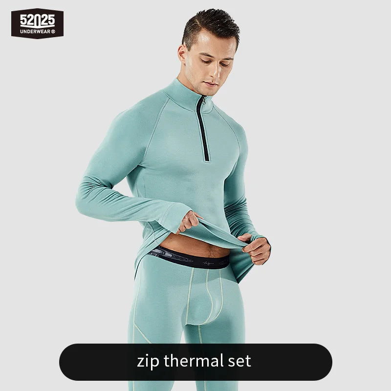 52025 AlpineFlex Men's Wool-Blend Zip-Neck Thermals