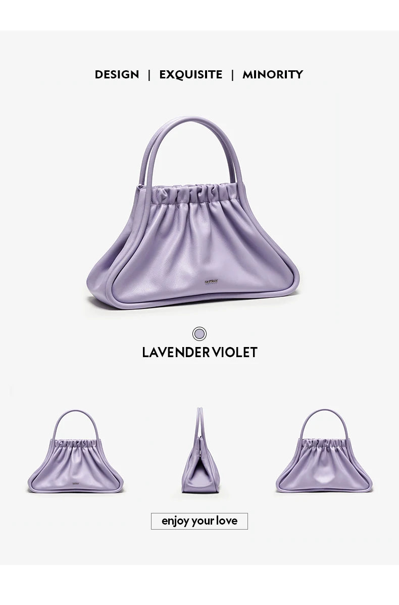 BAFELLI Ruched Genuine Leather Tote Bag