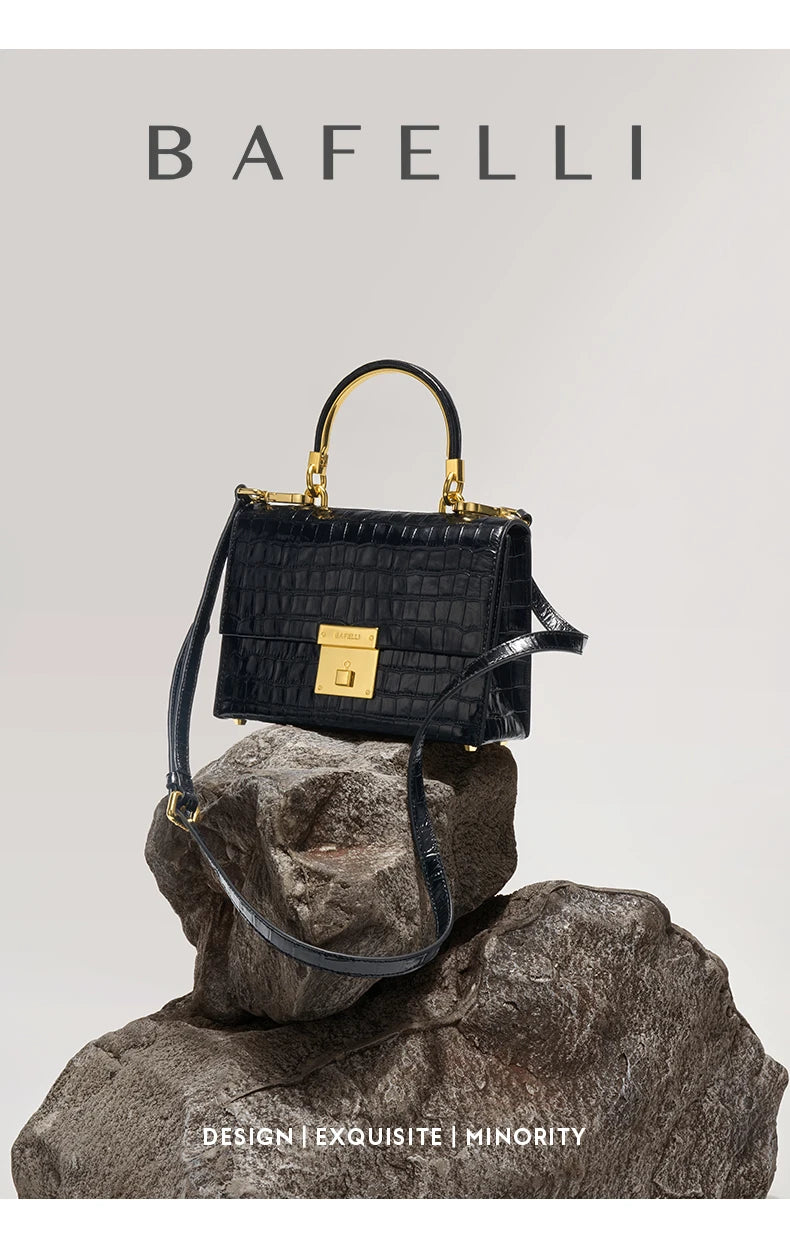 BAFELLI Crocodile-Grain Leather Flap Bag