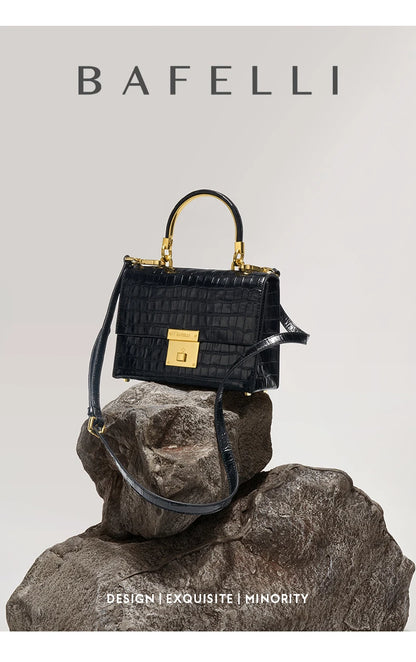 BAFELLI Crocodile-Grain Leather Flap Bag