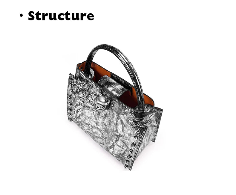 BAFELLI Rivet Cowhide Leather Crossbody Bag