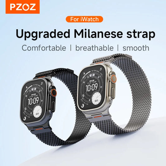 PZOZ Apple Watch Silicone Strap – Titanium Colour or Black