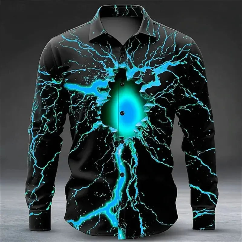 Men's Lightning Neon Long Sleeve Shirts - ShopHub