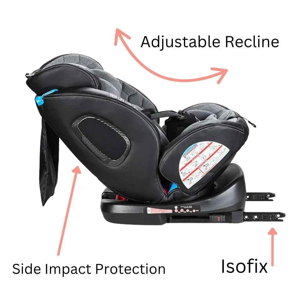 Safeguard 360 Rotating and Convertible Car Seat with Leg Support - Grey