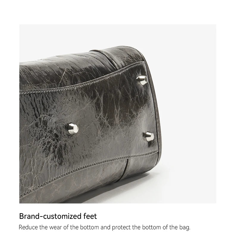 BAFELLI Oil-Wax Leather Vintage Baguette Crossbody Bag