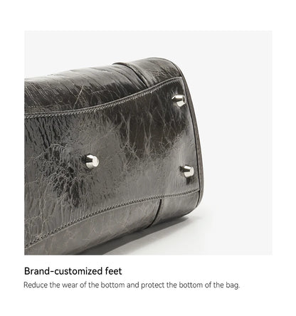 BAFELLI Oil-Wax Leather Vintage Baguette Crossbody Bag