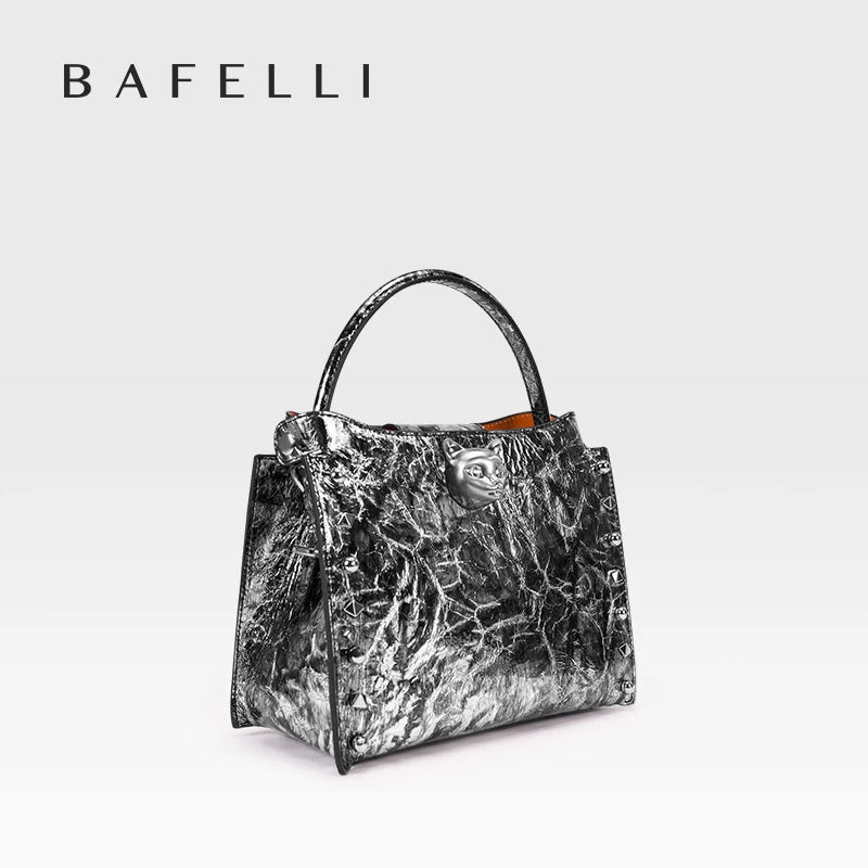 BAFELLI Rivet Cowhide Leather Crossbody Bag