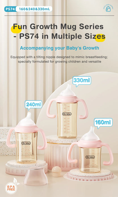 MAMIJOY 160/240/330ML Baby PPSU Bottle with Inclined Neck, Display Function & Temperature Indicator