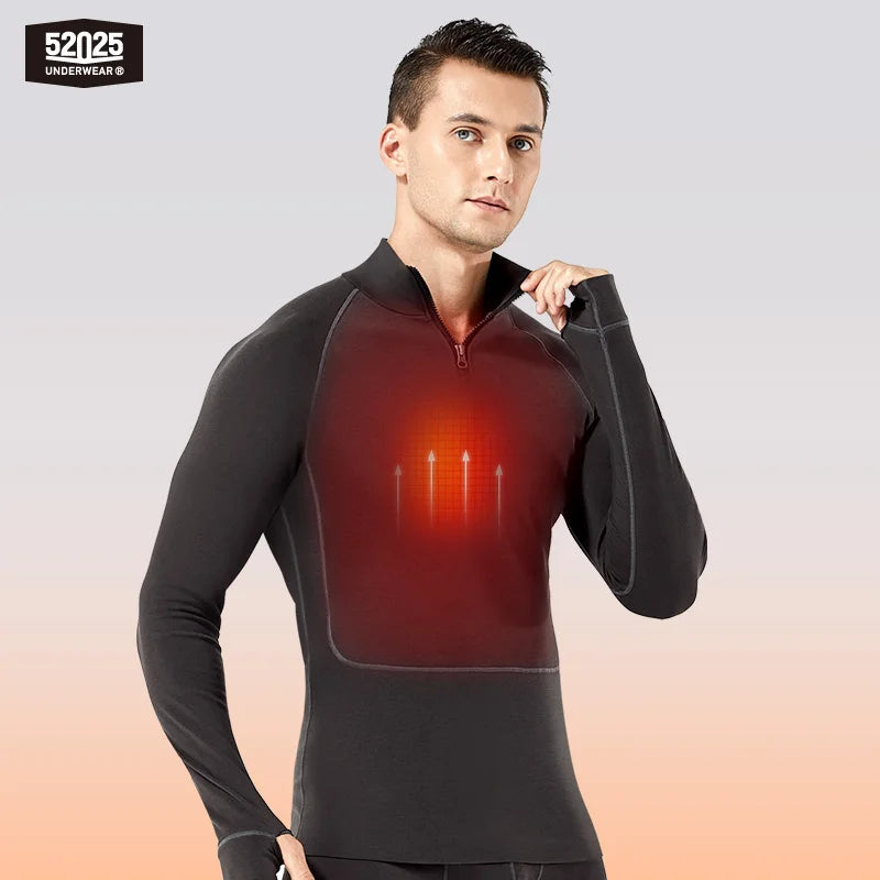 52025 AlpineFlex Men's Wool-Blend Zip-Neck Thermals
