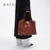 BAFELLI Full-Leather Crocodile-Pattern Large Tote Bag