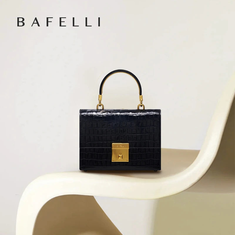 BAFELLI Crocodile-Grain Leather Flap Bag