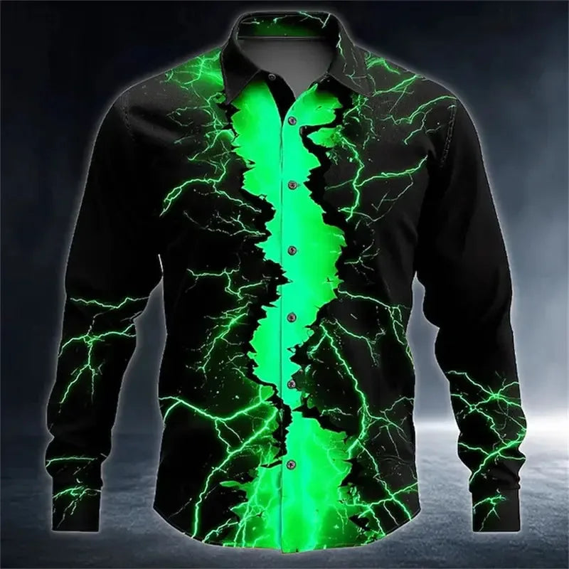 Men's Lightning Neon Long Sleeve Shirts - ShopHub