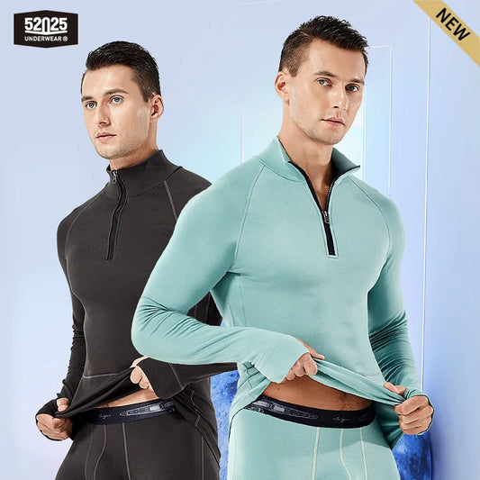 52025 AlpineFlex Men's Wool-Blend Zip-Neck Thermals