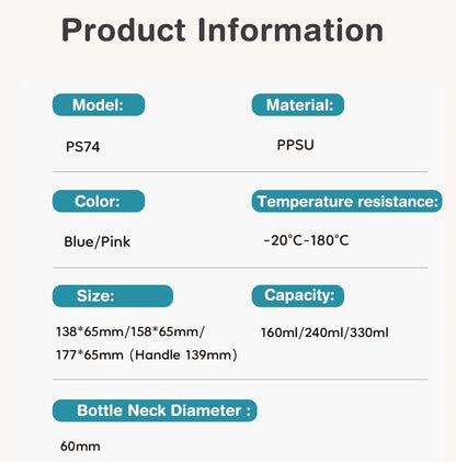 MAMIJOY 160/240/330ML Baby PPSU Bottle with Inclined Neck, Display Function & Temperature Indicator