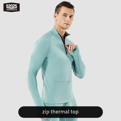 52025 AlpineFlex Men's Wool-Blend Zip-Neck Thermals
