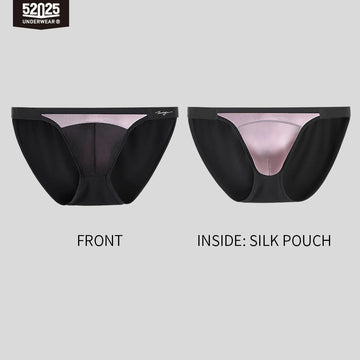 52025 NoirSilk Men's MicroModal Briefs with Mulberry Silk Pouch