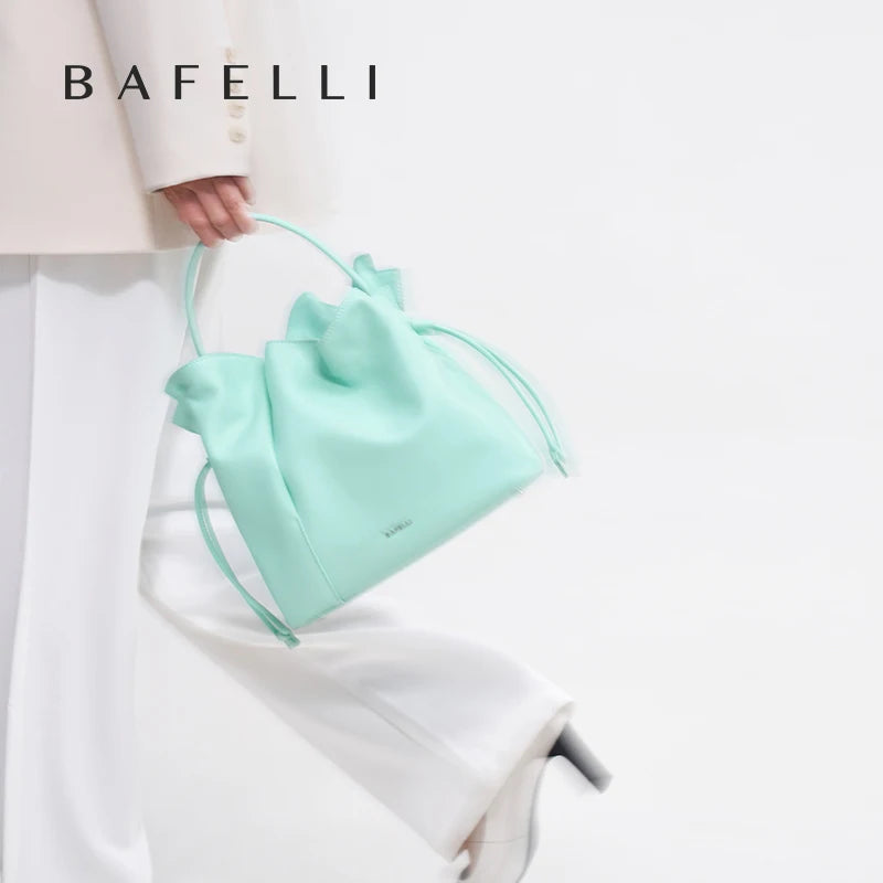 BAFELLI Genuine Cowhide Leather Bucket Handbag