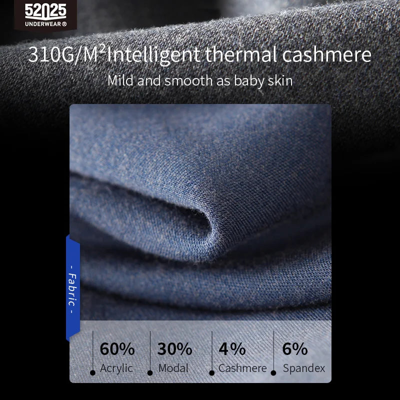52025 Midnight Comfort Men's Cashmere-Blend Thermal Underwear