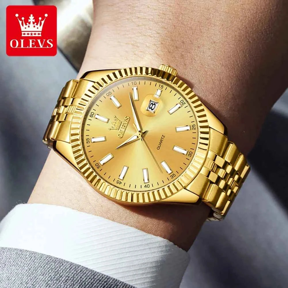 OLEVS 5593 Waterproof Watch Unisex Fashion Quartz Wristwatch with Luminous Features and Date Calendar Design