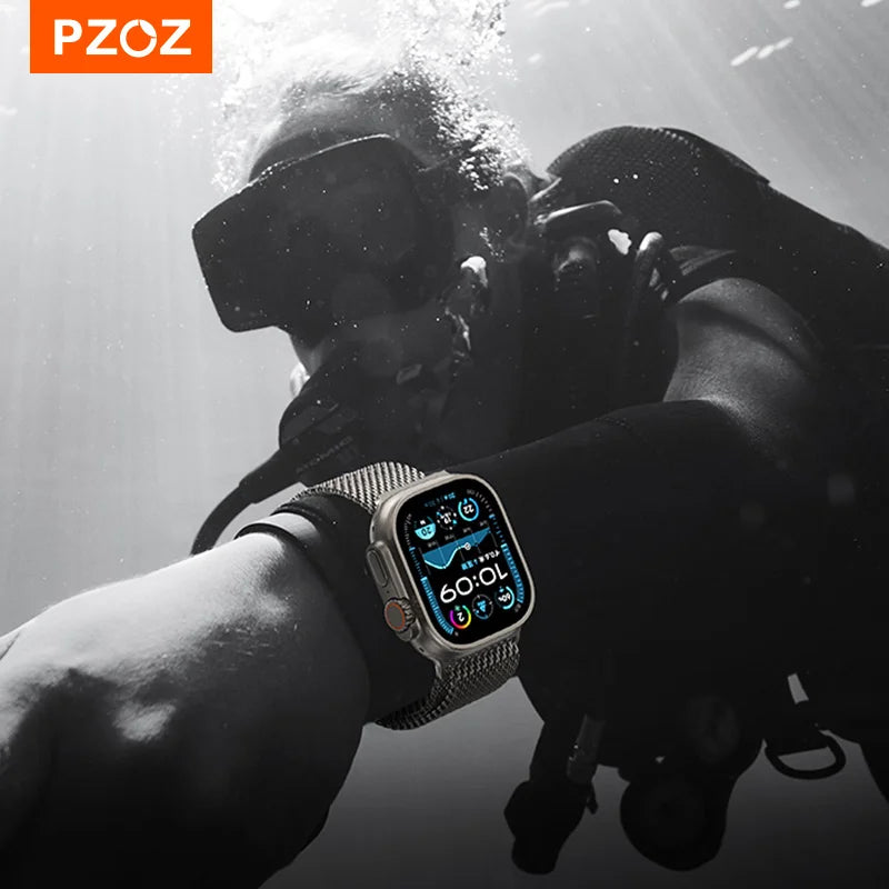 PZOZ Apple Watch Silicone Strap – Titanium Colour or Black