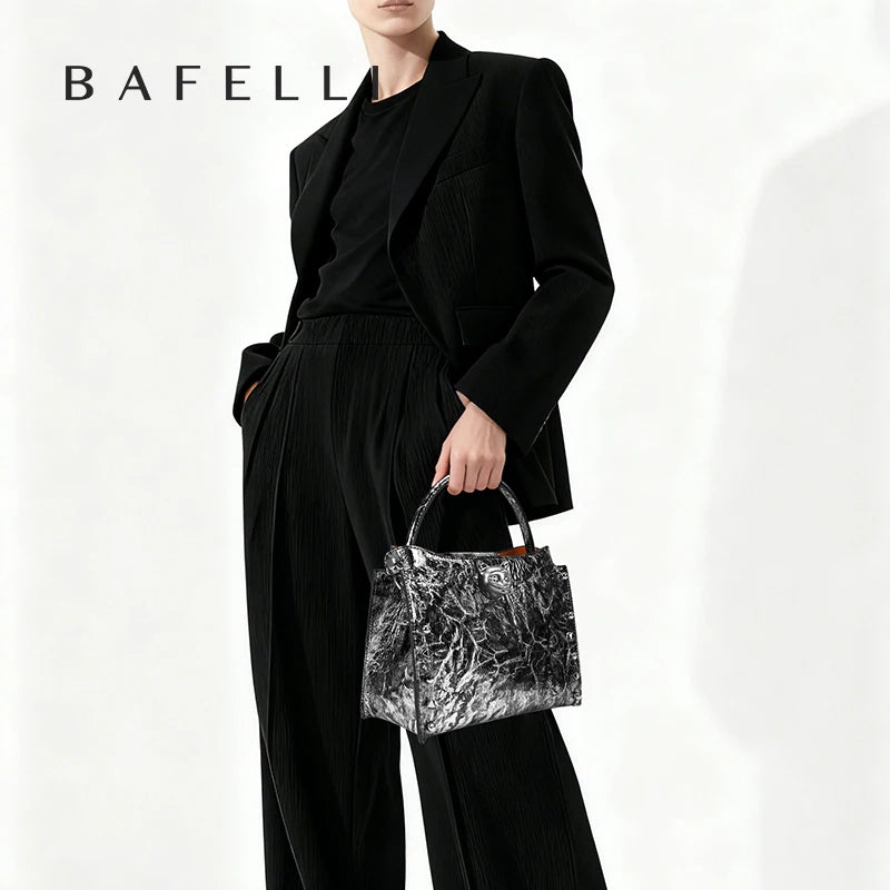 BAFELLI Rivet Cowhide Leather Crossbody Bag
