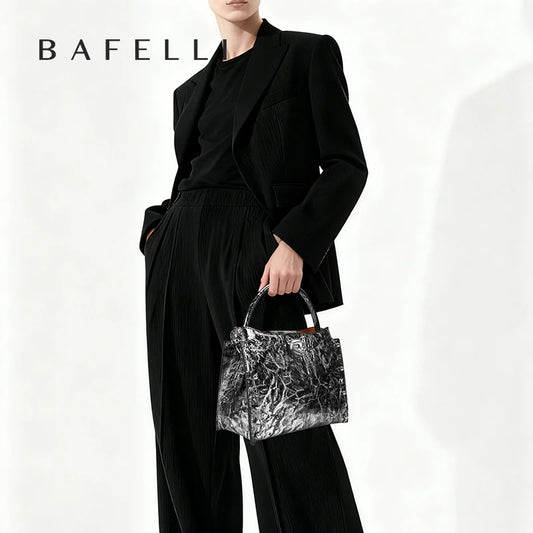 BAFELLI Rivet Cowhide Leather Crossbody Bag