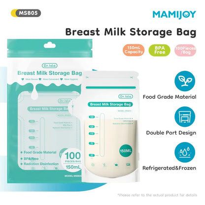 Dr.Isla Breast Milk Storage Bags — 100 Piece, 150ml Capacity