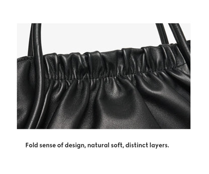 BAFELLI Ruched Genuine Leather Tote Bag