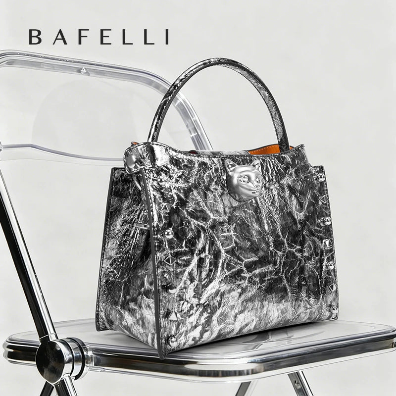 BAFELLI Rivet Cowhide Leather Crossbody Bag