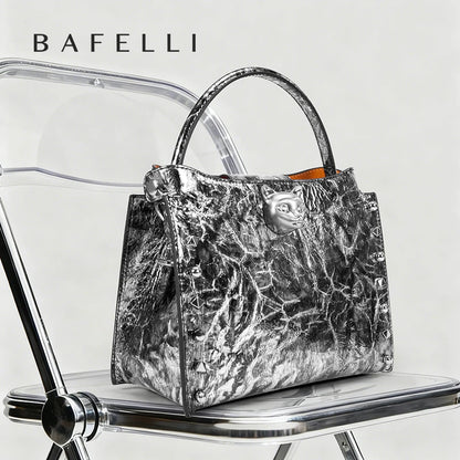 BAFELLI Rivet Cowhide Leather Crossbody Bag