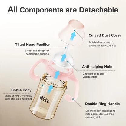 MAMIJOY 160/240/330ML Baby PPSU Bottle with Inclined Neck, Display Function & Temperature Indicator