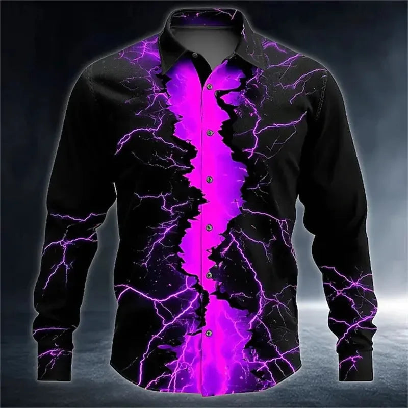 Men's Lightning Neon Long Sleeve Shirts - ShopHub