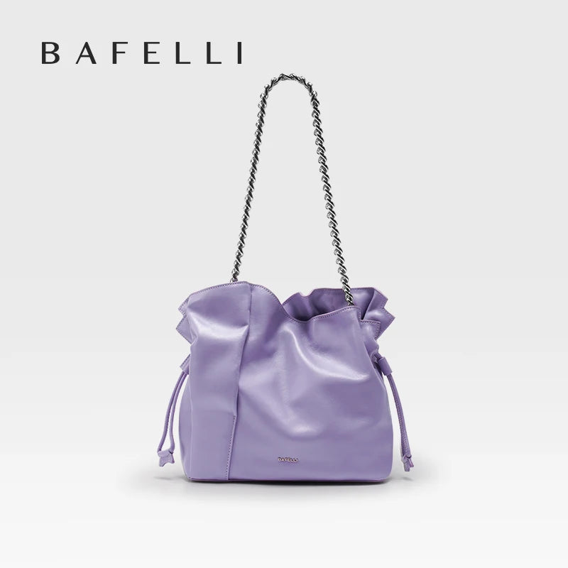 BAFELLI Genuine Cowhide Leather Bucket Handbag