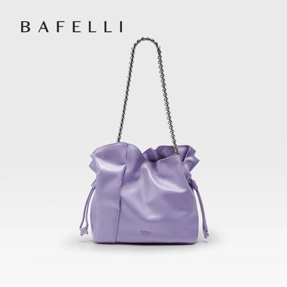 BAFELLI Genuine Cowhide Leather Bucket Handbag