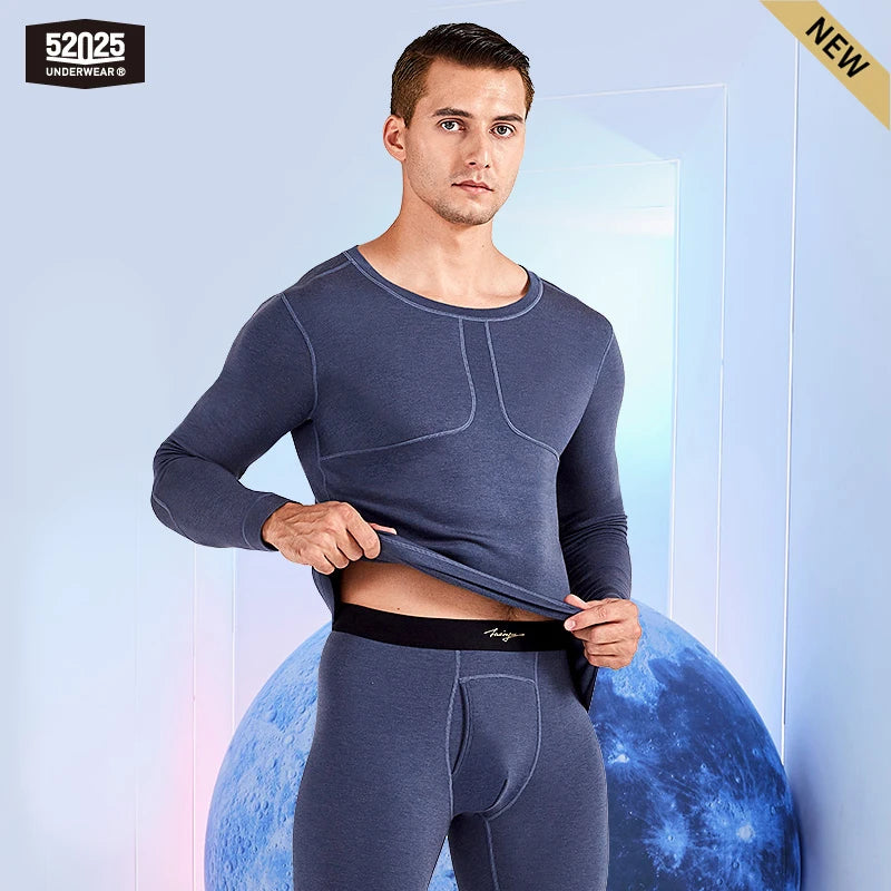 52025 Midnight Comfort Men's Cashmere-Blend Thermal Underwear