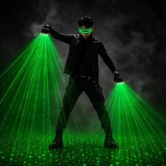 JAEOOGY Rechargeable Laser Gloves & Glasses Set | Red or Green Beams