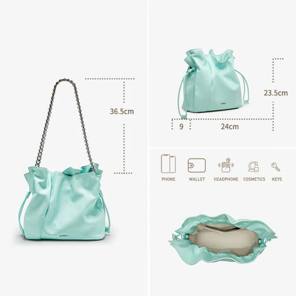 BAFELLI Genuine Cowhide Leather Bucket Handbag