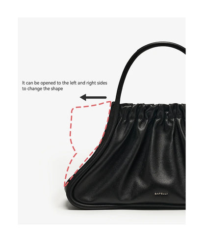 BAFELLI Ruched Genuine Leather Tote Bag