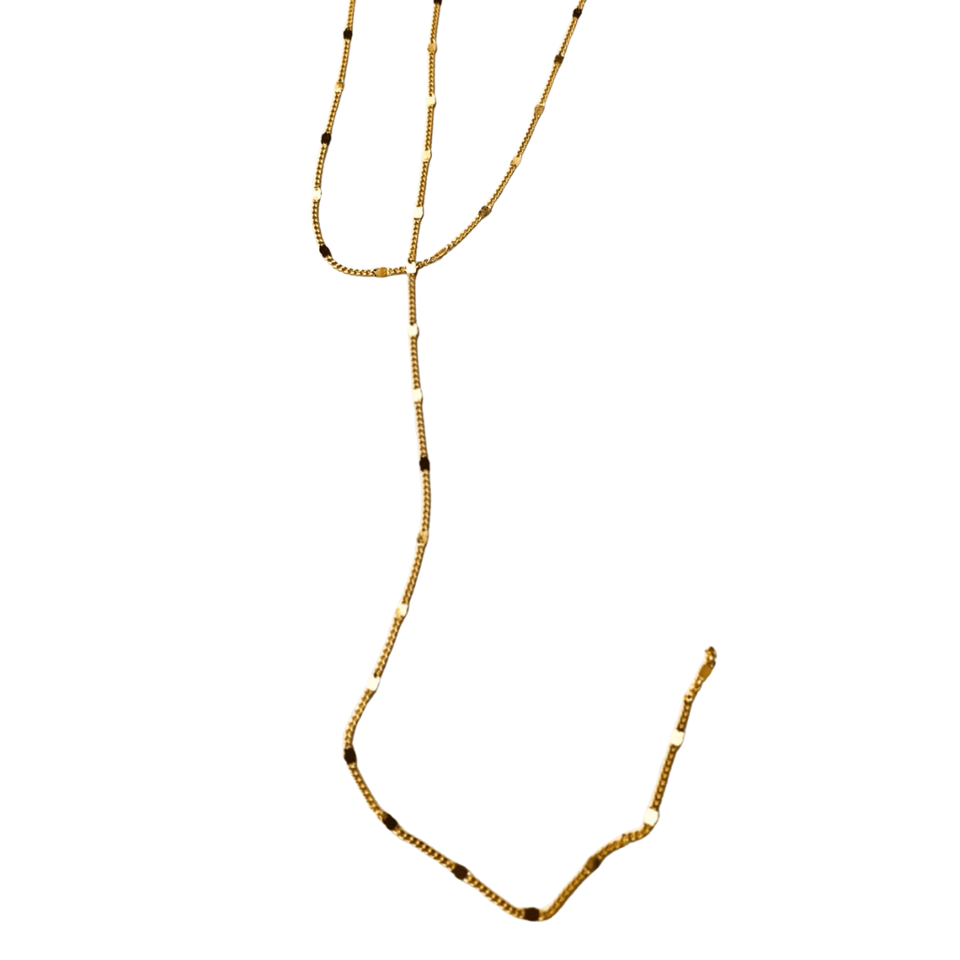 AVA Y DROP DOUBLE LAYER NECKLACE-0