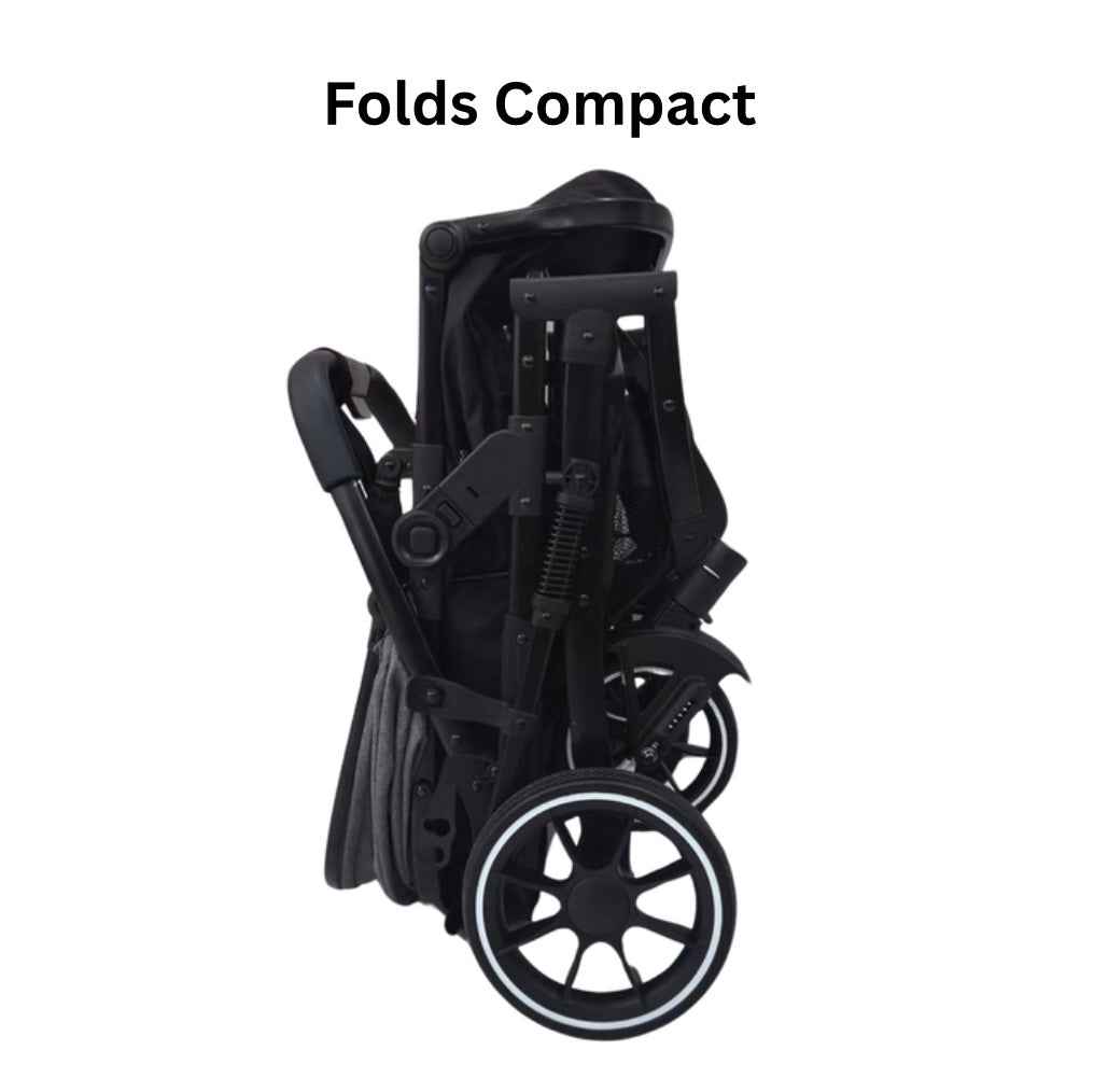 Gold Series 3-in-1 Travel System - Bassinet + Stroller + Capsule with Food Tray - Grey/Black