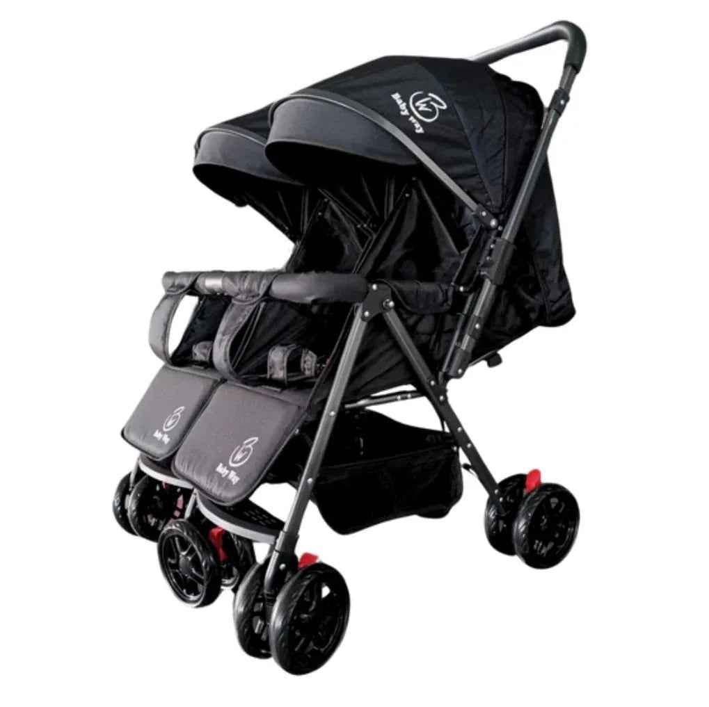 Black 2-Way Folding Compact Double / Twin Stroller + Rain Cover