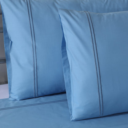 ORGANIC COTTON COLOURED SHEET SET 250TC - BLUE MIRAGE Whites of London NZ