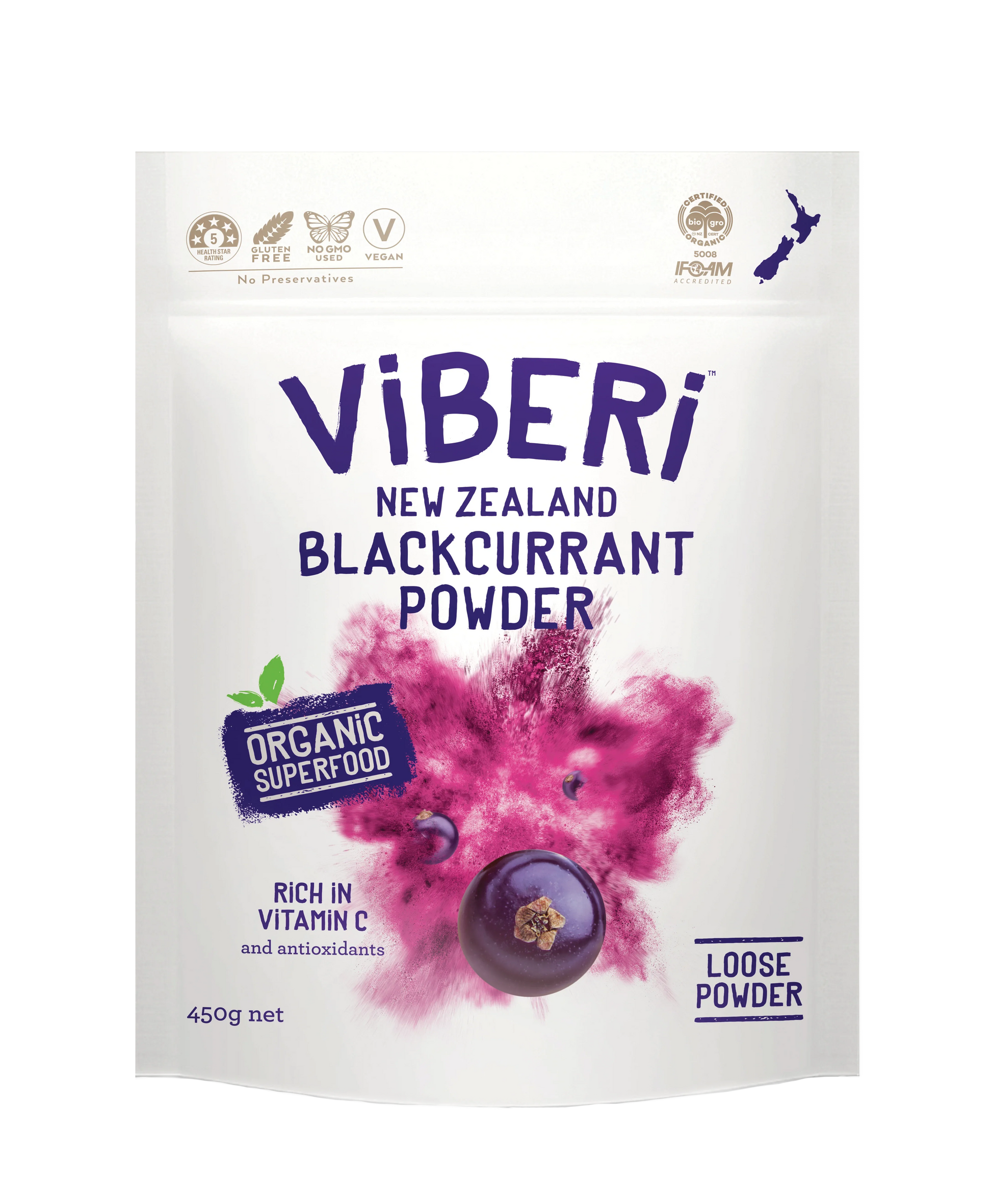 Organic Blackcurrant Powder 450g (Loose Powder)