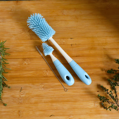 Silicone Bottle Brush Set 3-Pack - For Bottles, Teats & Straws
