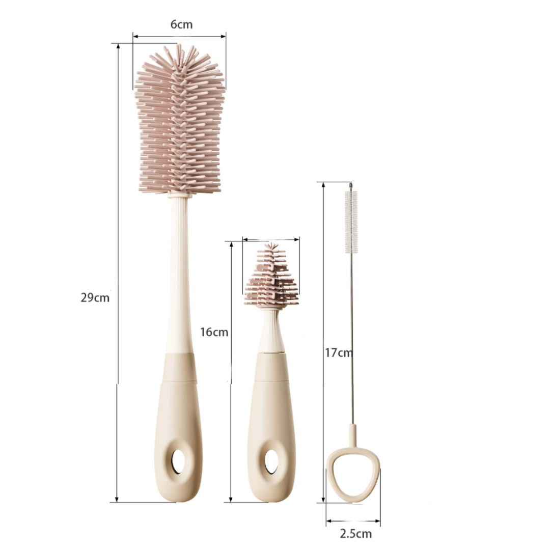 Silicone Baby Bottle Brush Set - 3 Piece Cleaning Kit