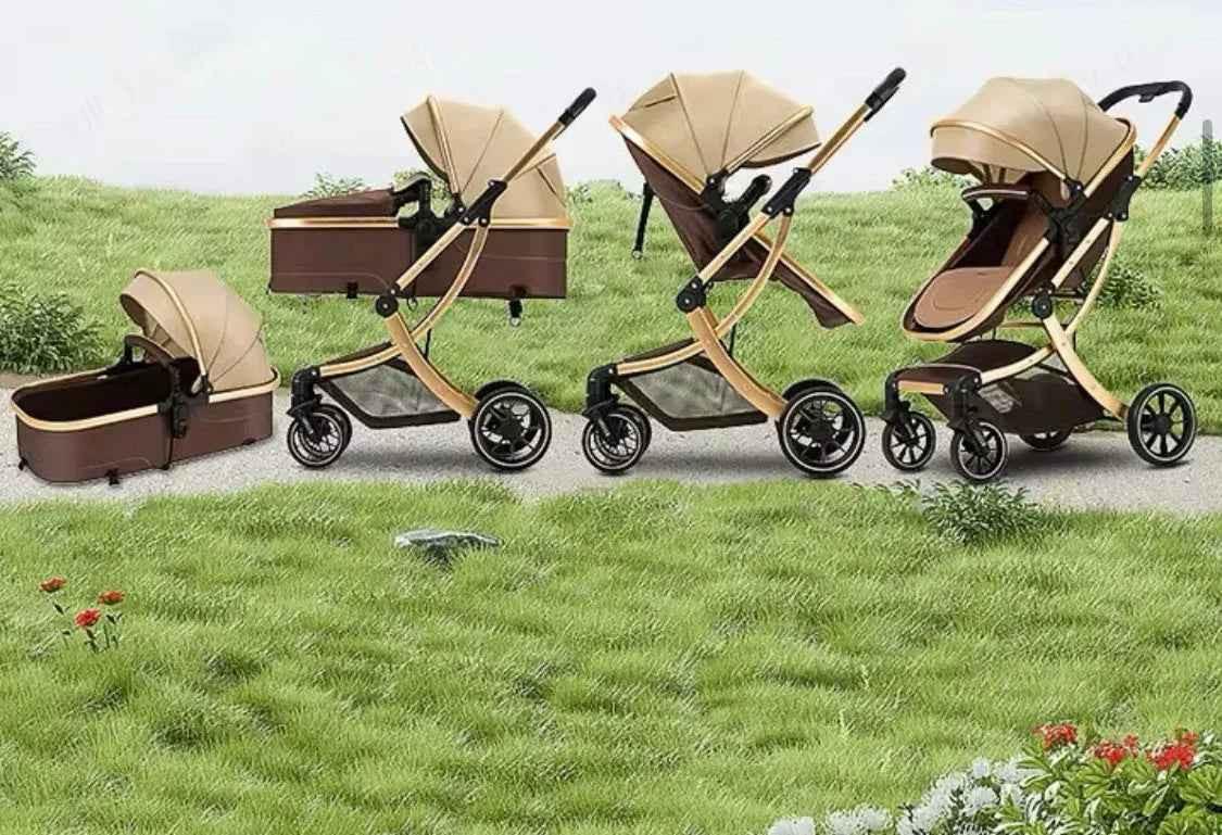 The Mint - 2 in 1 High View Reversible bassinet Stroller for 0-3 years KHAKI