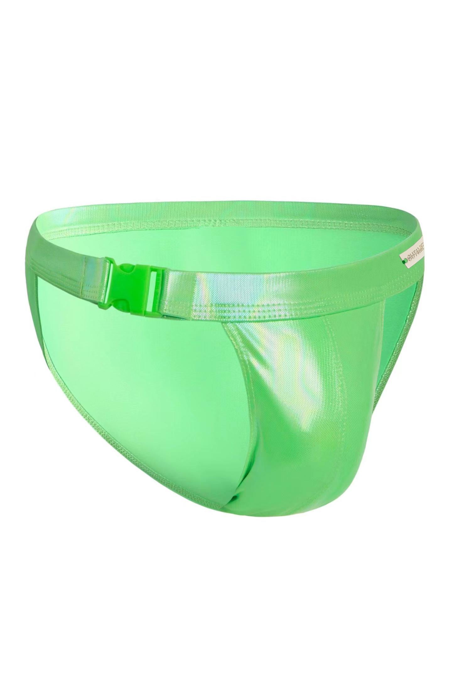 green wetlook Clip Tanga Brief EMER4LD by Cut4Men XL-2